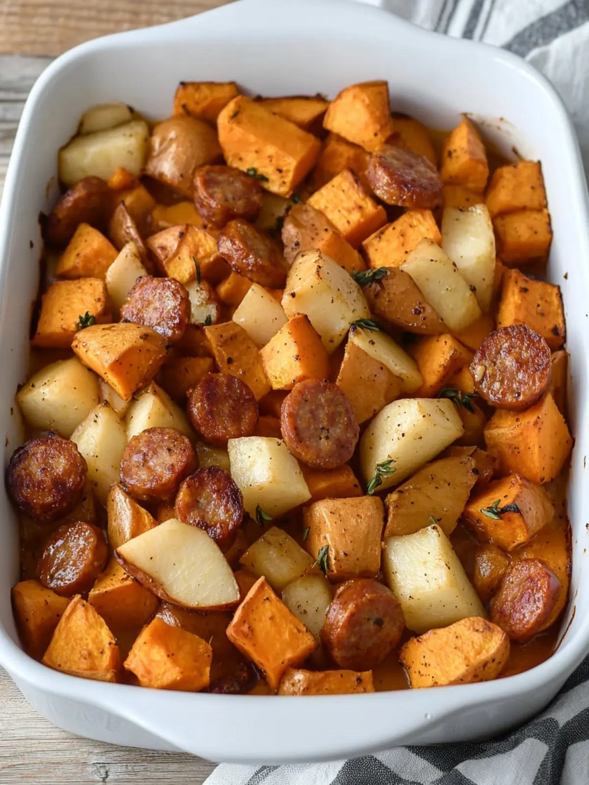 Delicious Cinco de Mayo Maple Dijon Sweet Potato Apple Bake 2 Cinco de Mayo Maple Dijon Sweet Potato Apple Sausage Bake