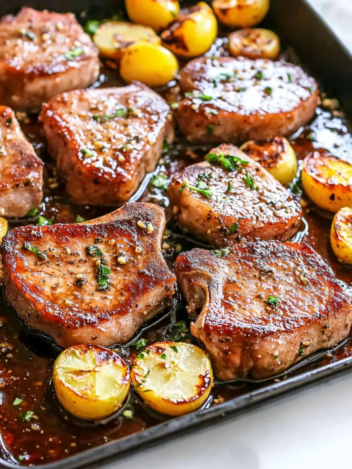 Sheet Pan Honey Garlic Pork Chops for Easy Delicious Dinners 2 Sheet Pan Honey Garlic Pork Chops