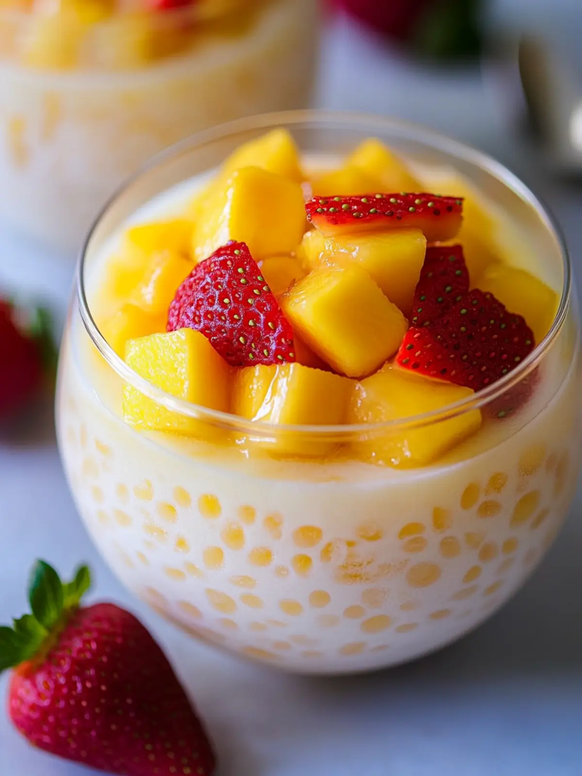Sweet Mango Sago Recipe with Juicy Strawberries Bliss 5 Mango Sago Recipe (with added strawberries)
