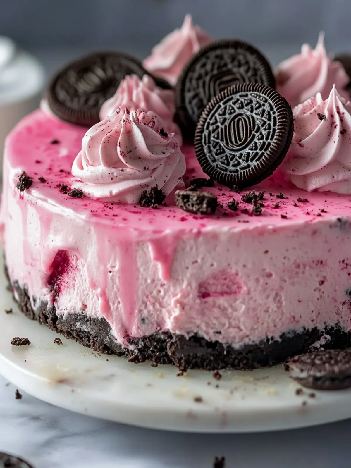 Indulge in Pink Velvet Oreo Cheesecake Bliss Today 3 Pink Velvet Oreo Cheesecake: