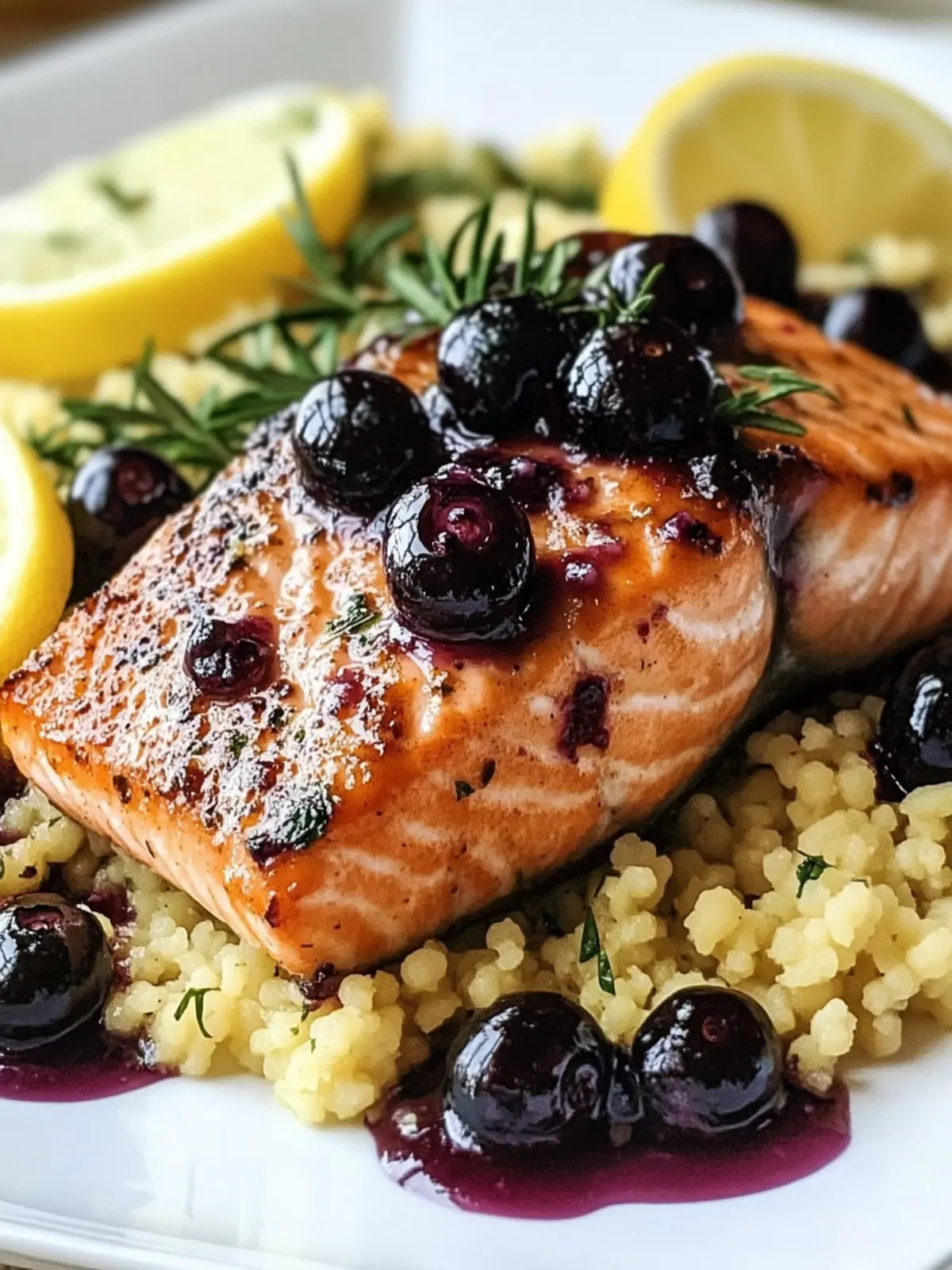 Savory Blueberry Glazed Salmon with Lemon Herb Couscous Delight 4 Blueberry Glazed Salmon with Lemon Herb Couscous