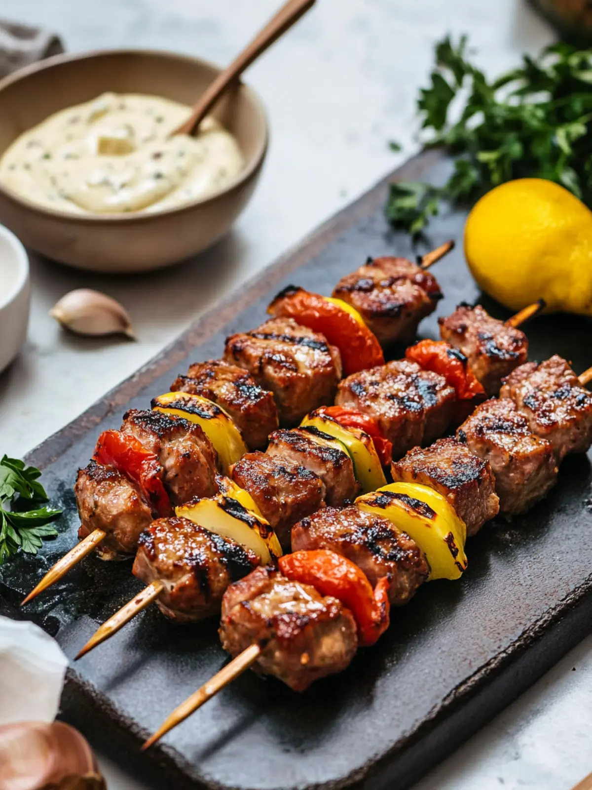 Father's Day Marinated Pork Skewers with Garlic Aioli Delight 3 Father's Day Marinated Pork Skewers with Garlic Aioli