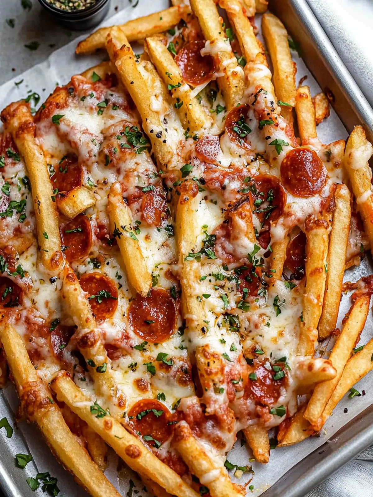 Irresistible Pizza Fries Loaded with Cheese and Pepperoni 3 Pizza Fries