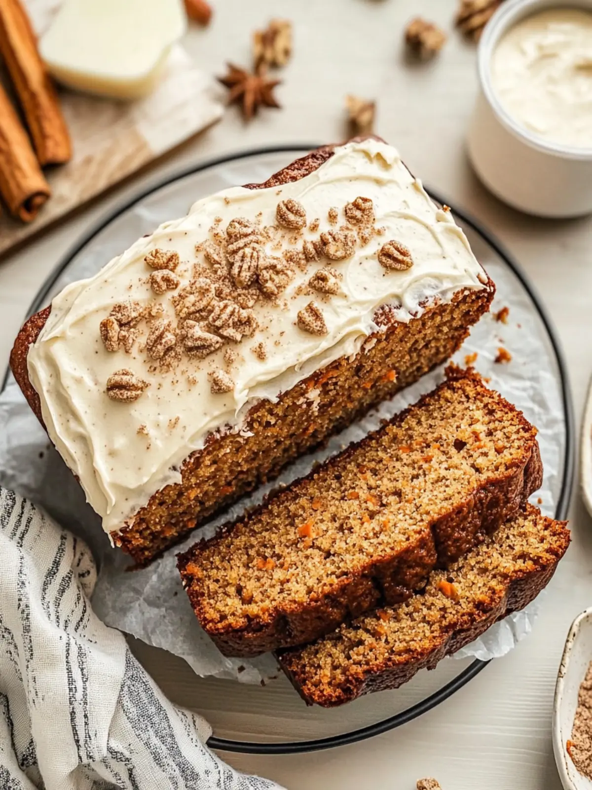 Irresistible Carrot Cake Banana Bread with Cinnamon Cream Cheese Frosting 2 Carrot Cake Banana Bread with Cinnamon Cream Cheese Frosting