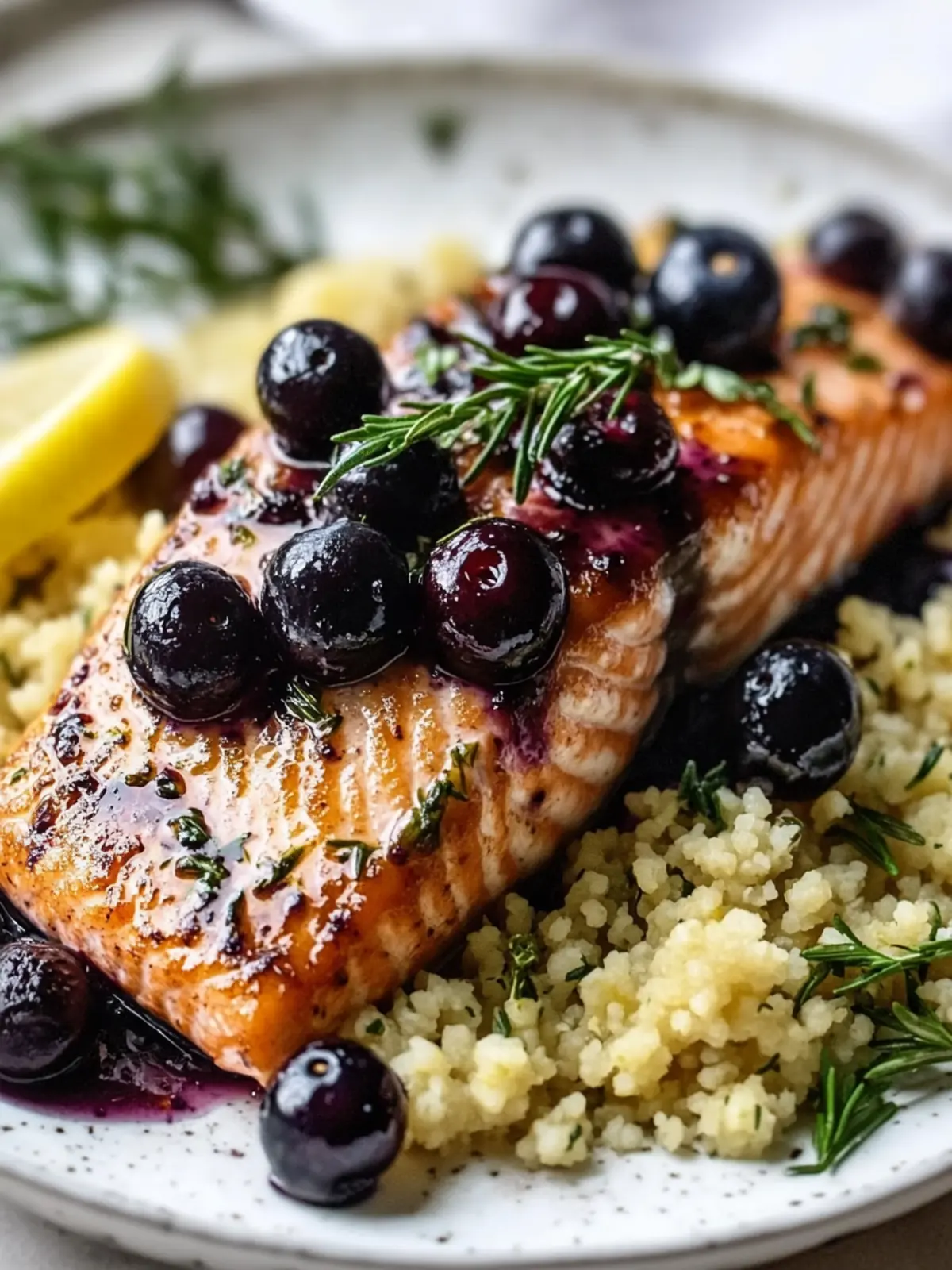 Savory Blueberry Glazed Salmon with Lemon Herb Couscous Delight 3 Blueberry Glazed Salmon with Lemon Herb Couscous