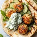 Herby Chicken Meatball Pitas with Jalapeño Tzatziki Bliss 43 Herby Chicken Meatball Pitas with Jalapeño Tzatziki