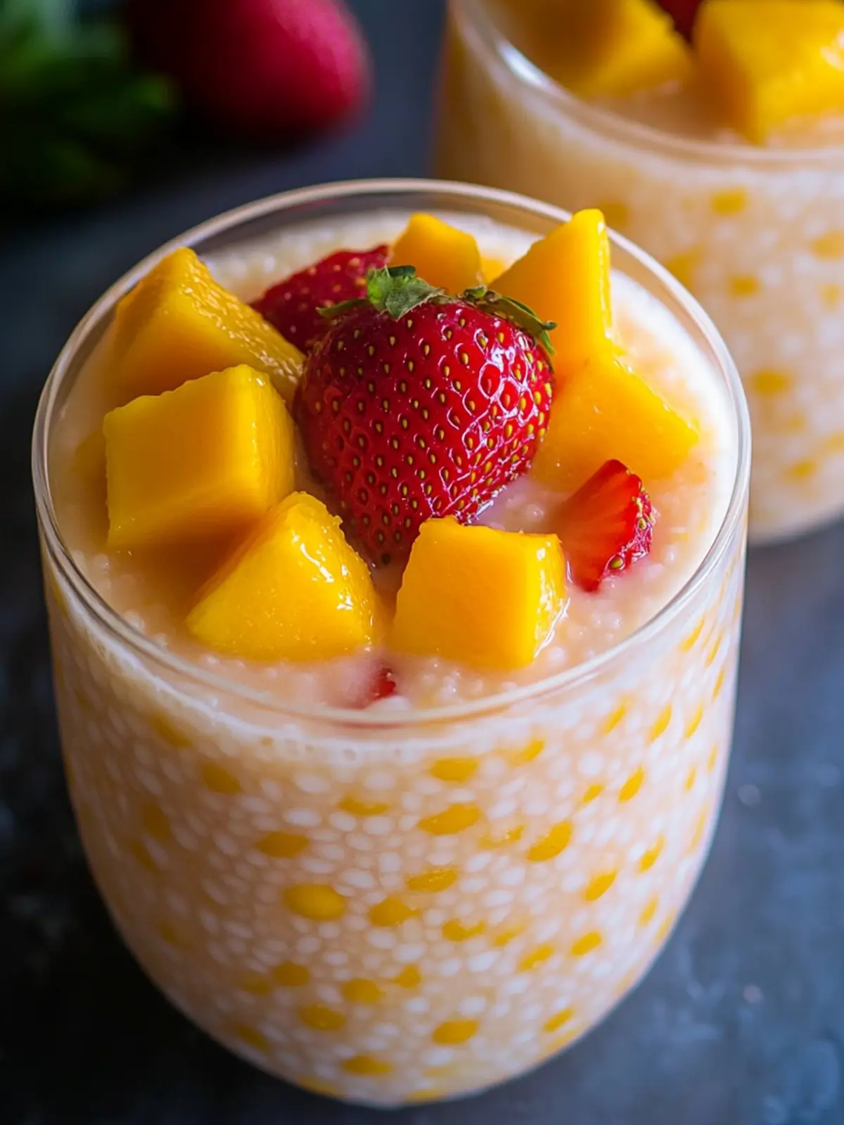 Sweet Mango Sago Recipe with Juicy Strawberries Bliss 4 Mango Sago Recipe (with added strawberries)