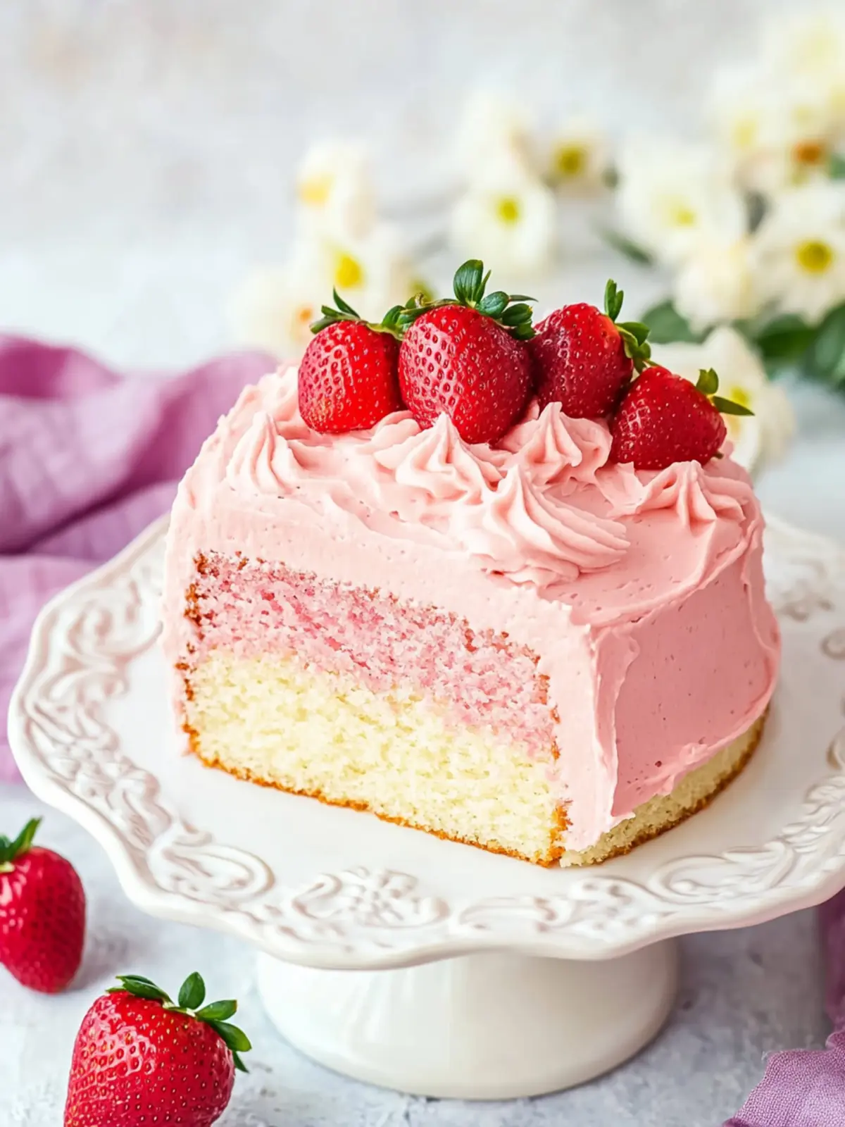 Irresistible Vanilla Cake with Strawberry Frosting Delight 2 Vanilla Cake with Strawberry Frosting