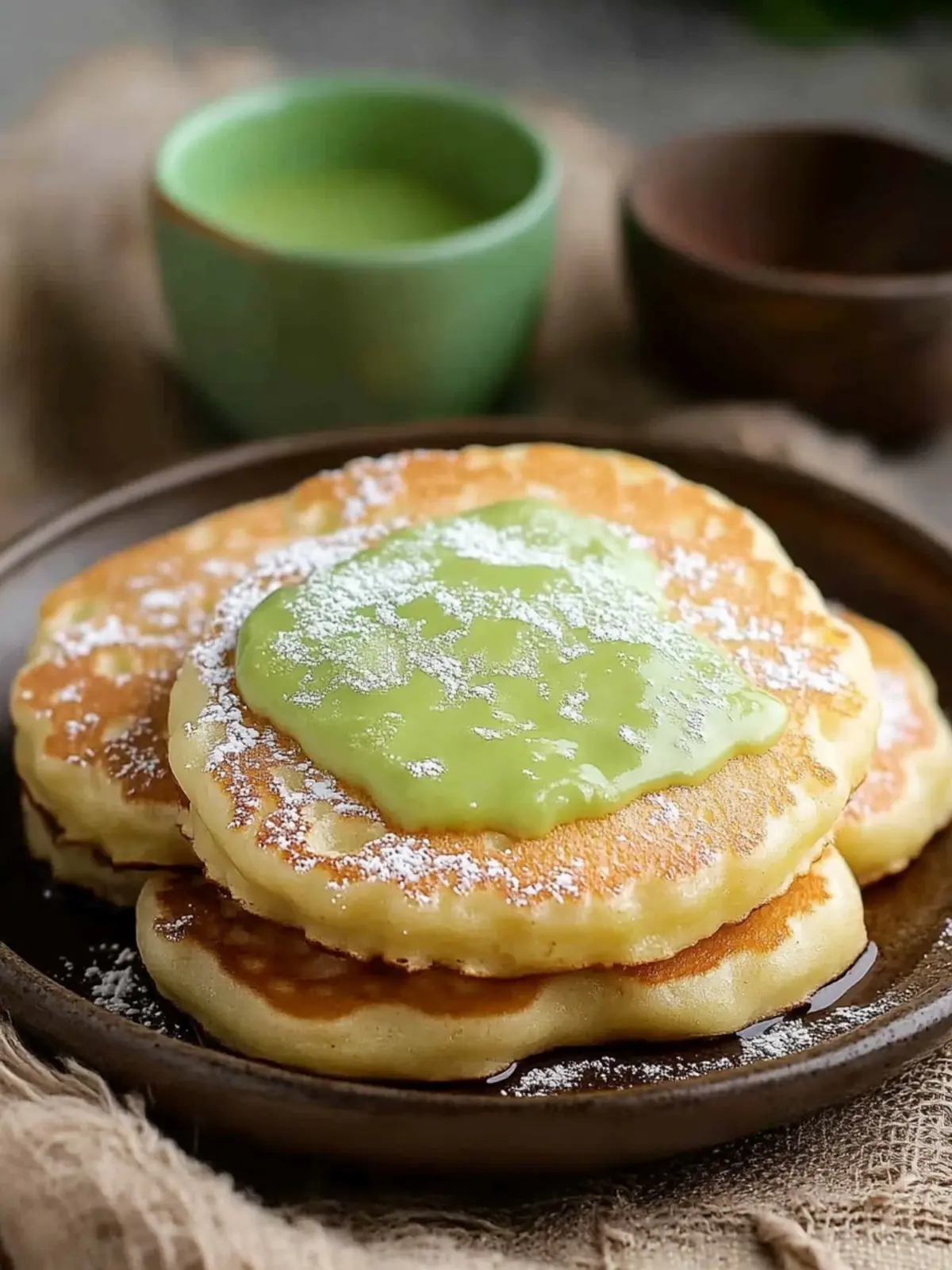 Indonesian Coconut Pandan Pancakes with Sweet Coconut Sauce 2 Indonesian Coconut Pandan Pancakes