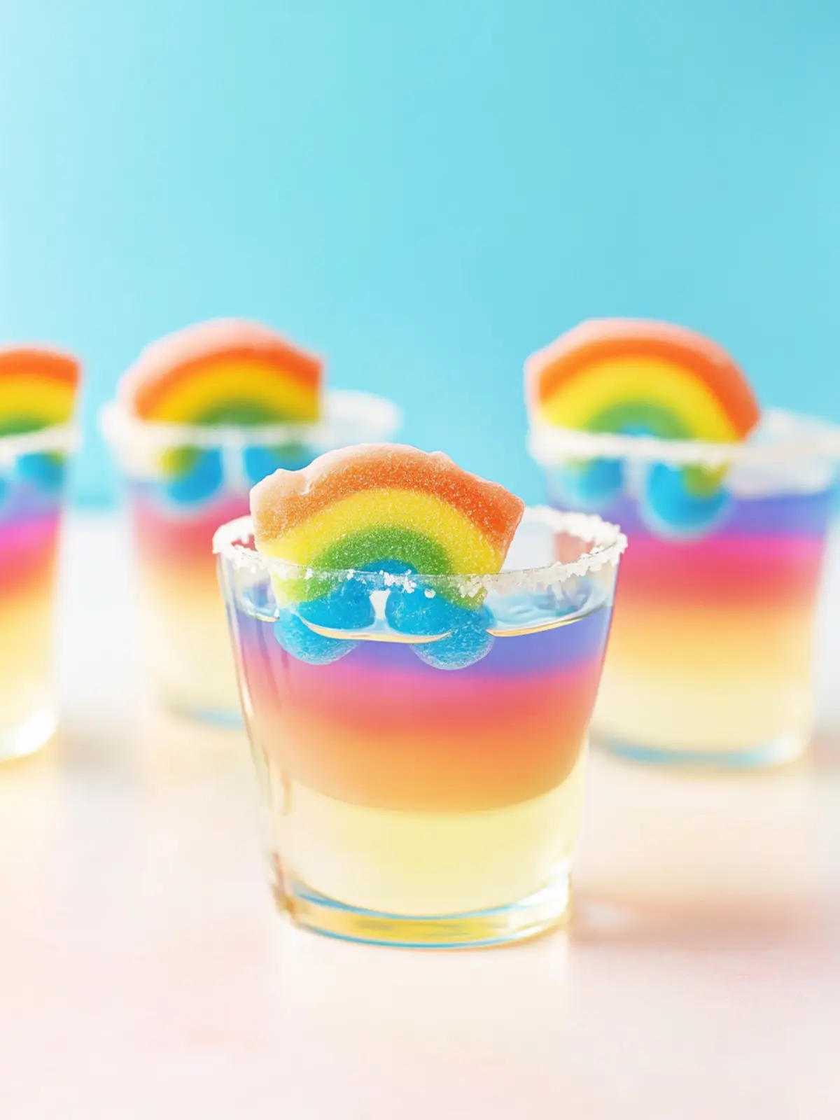 Pride Month Blue Hawaiian Rainbow Jello Shots to Celebrate! 3 Pride Month Blue Hawaiian Rainbow Jello Shots
