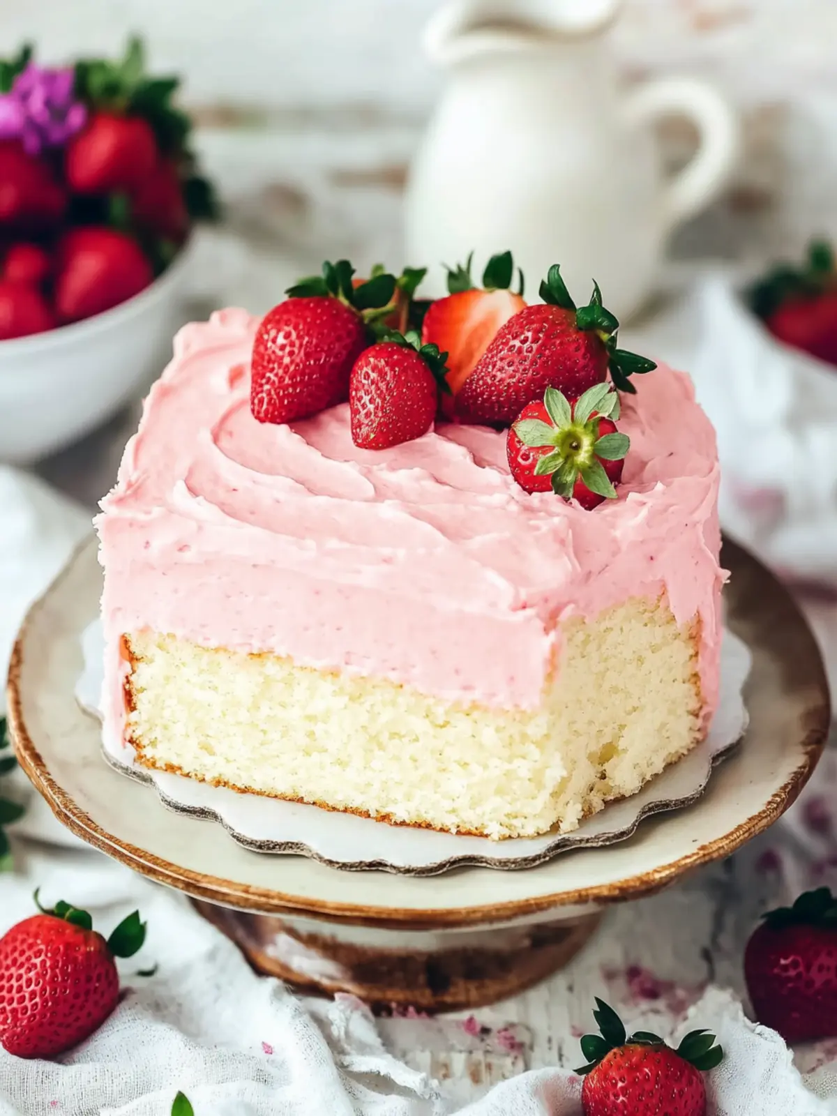 Irresistible Vanilla Cake with Strawberry Frosting Delight 3 Vanilla Cake with Strawberry Frosting