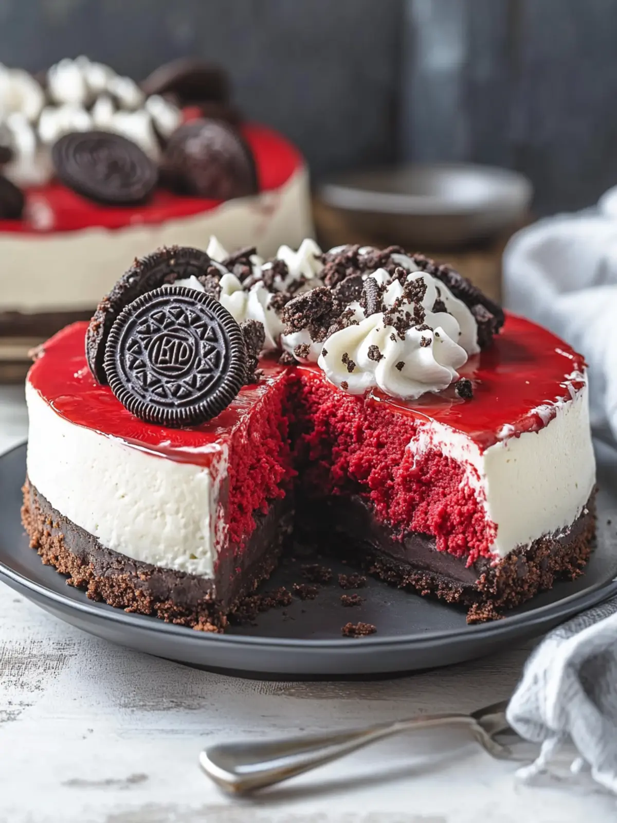 Decadent Red Velvet Oreo Cheesecake Recipe to Impress Friends 3 Red Velvet Oreo Cheesecake