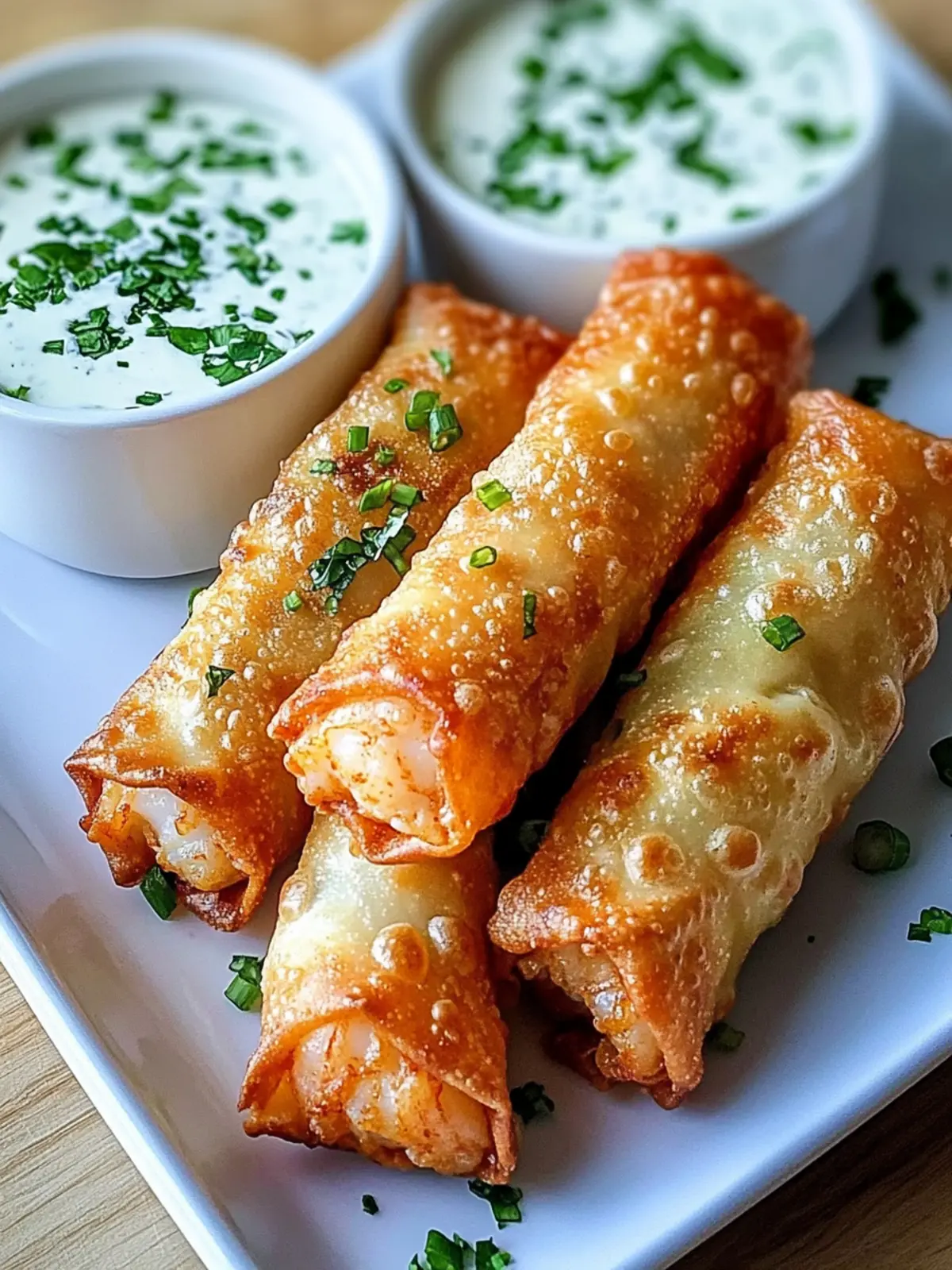 Creamy Shrimp Egg Rolls with Spicy Jalapeño Ranch Dip 4 Creamy Shrimp Egg Rolls with Jalapeño Ranch Dip