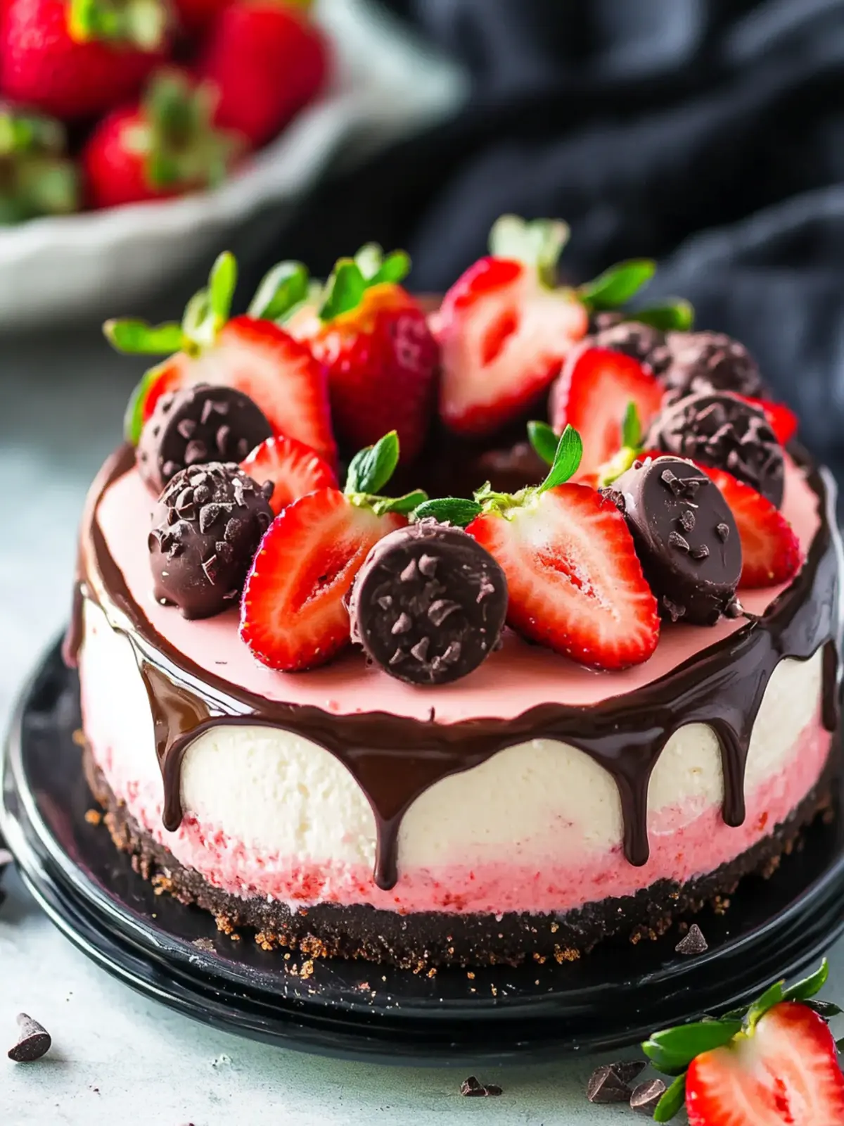 Irresistible Chocolate Covered Strawberry Cheesecake Recipe 2 Chocolate Covered Strawberry Cheesecake