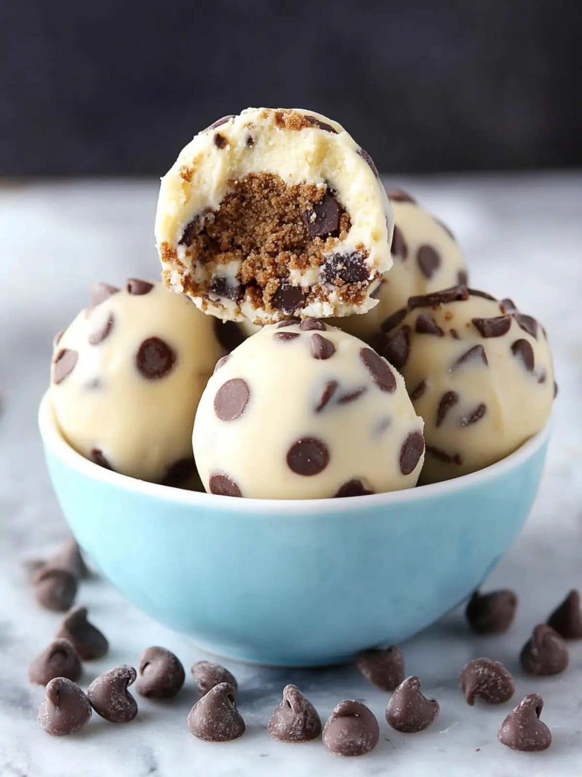 Irresistible Chocolate Chip Cookie Dough Cheesecake Balls 3 Chocolate Chip Cookie Dough Cheesecake Balls