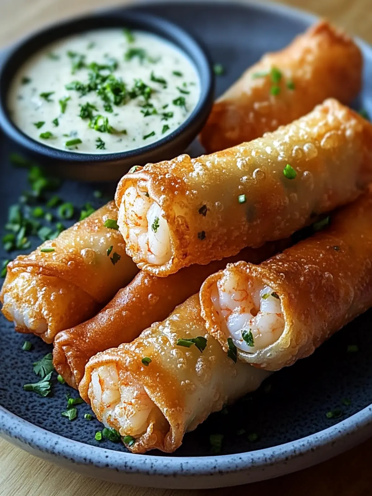 Creamy Shrimp Egg Rolls with Spicy Jalapeño Ranch Dip 3 Creamy Shrimp Egg Rolls with Jalapeño Ranch Dip