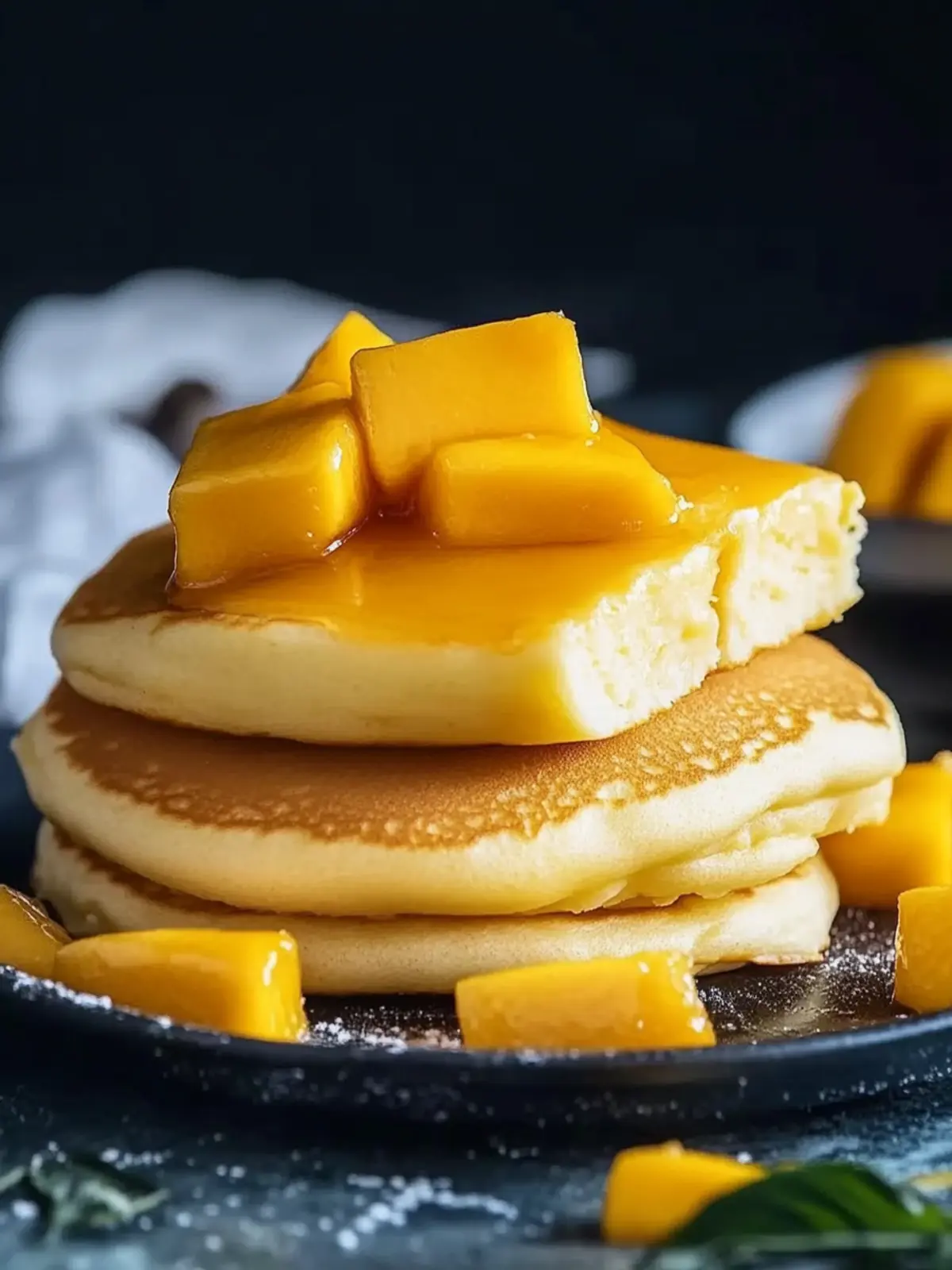 Mango Pancakes: Fluffy Bliss with Whipped Cream Delight 3 Mango pancakes