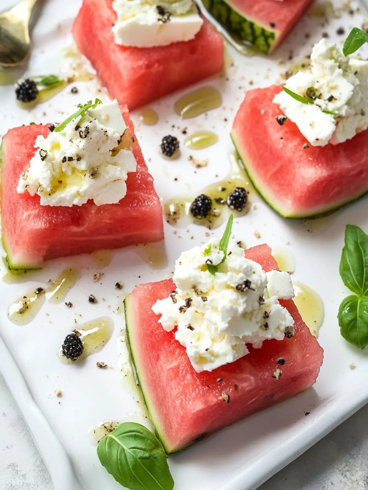 Fresh Watermelon Bites with Whipped Feta You’ll Love! 4 Fresh Watermelon Bites With Whipped Feta