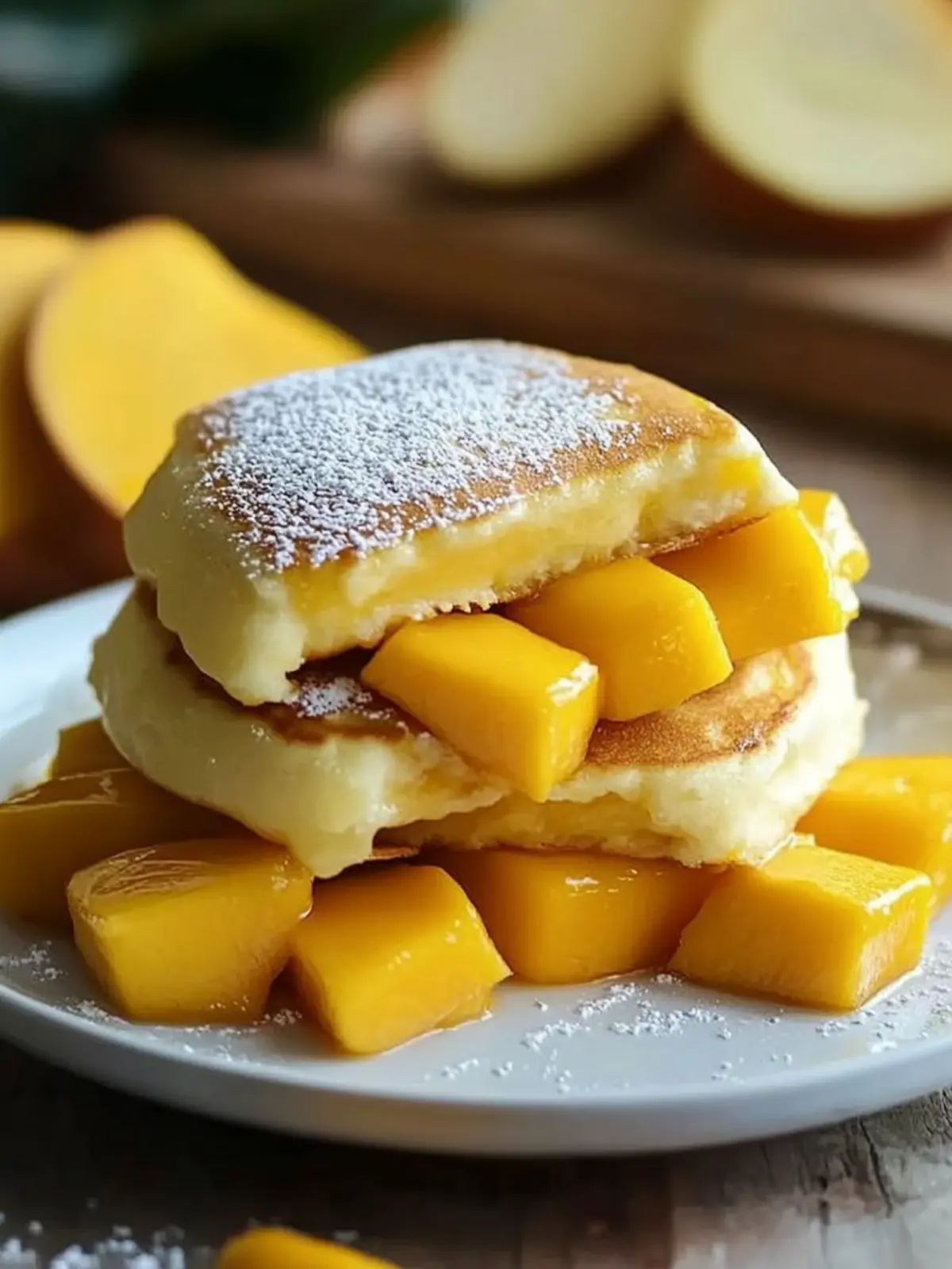 Mango Pancakes: Fluffy Bliss with Whipped Cream Delight 4 Mango pancakes
