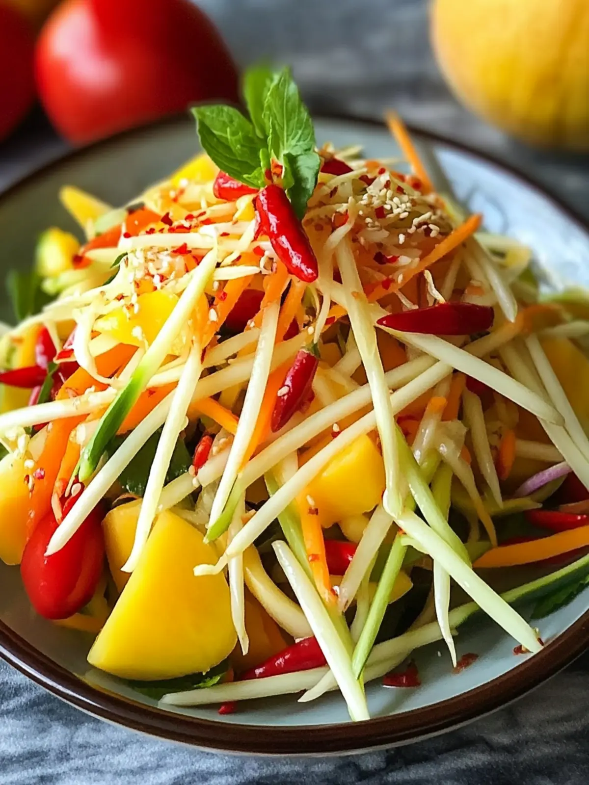 Fresh Thai Mango Green Papaya Salad with Zesty Chili Lime Dressing 5 Fresh Thai Mango Green Papaya Salad with Chili Lime Dressing