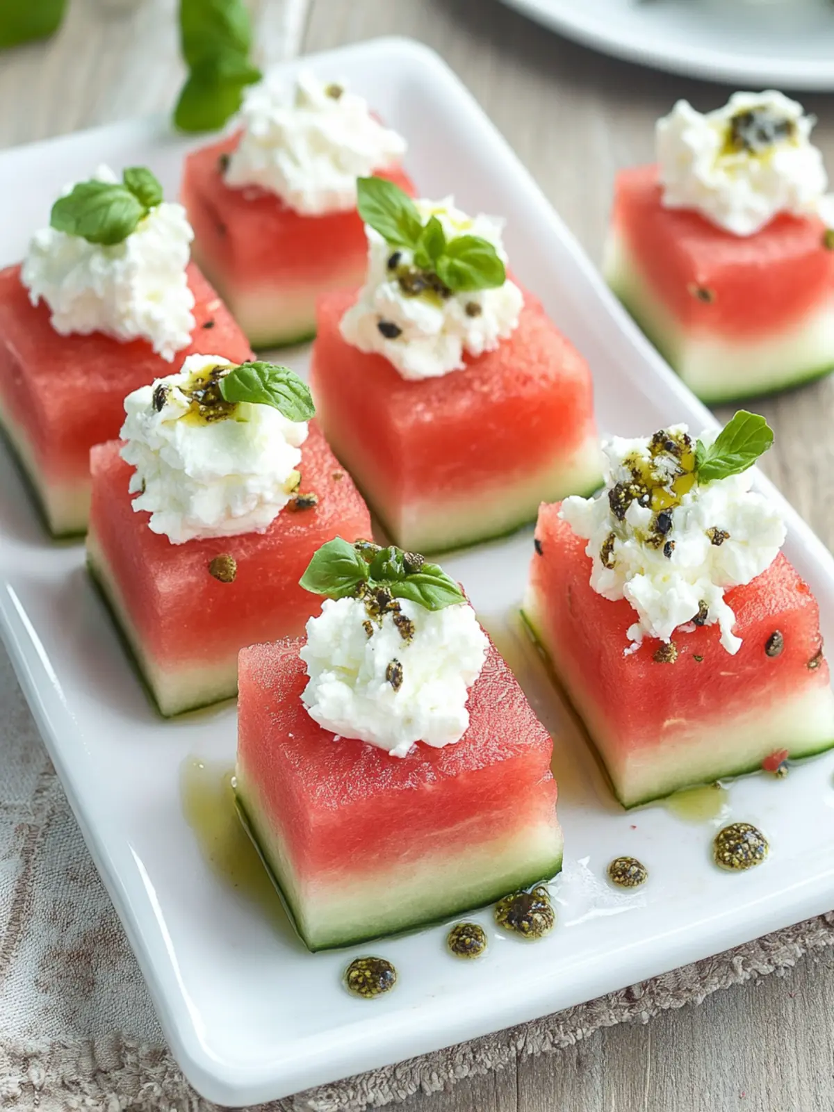 Fresh Watermelon Bites with Whipped Feta You’ll Love! 3 Fresh Watermelon Bites With Whipped Feta