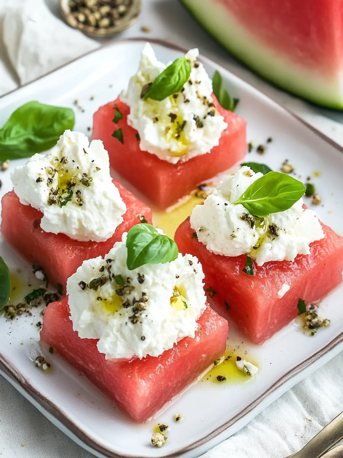 Irresistible Fresh Watermelon Bites With Whipped Feta Delight 4 Fresh Watermelon Bites With Whipped Feta