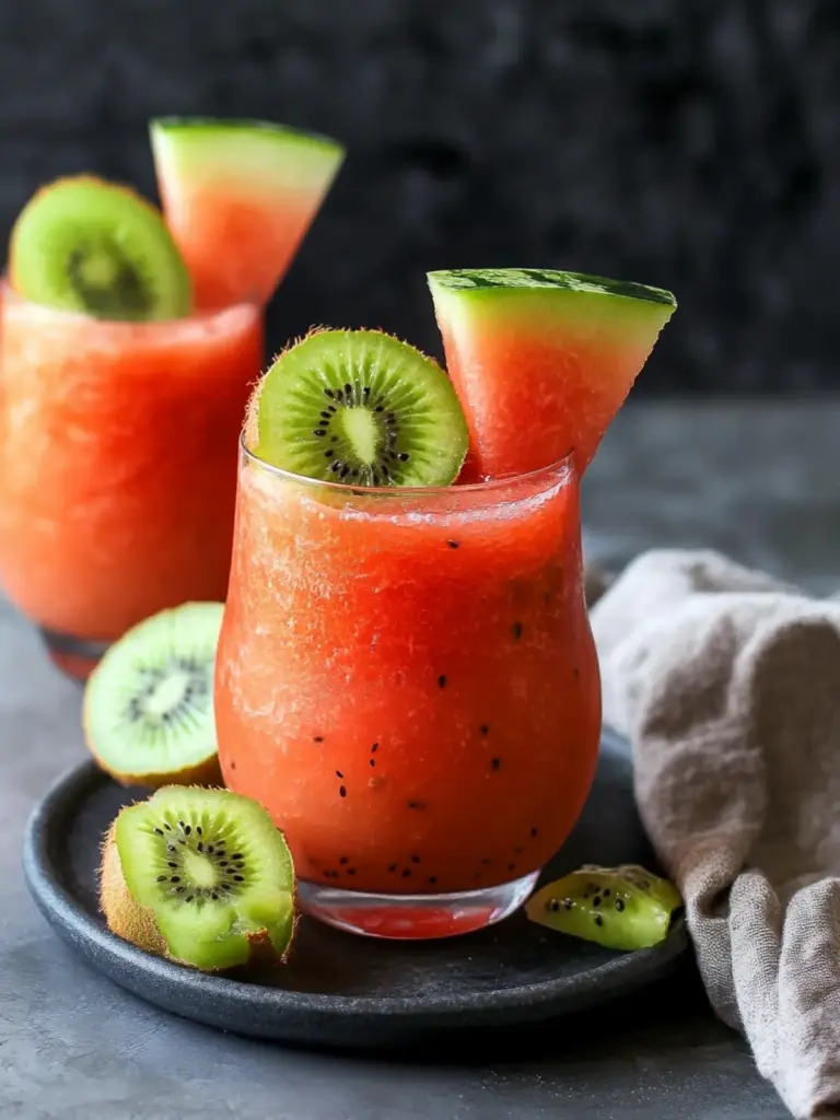 Easy Homemade Kiwi Watermelon Slushie