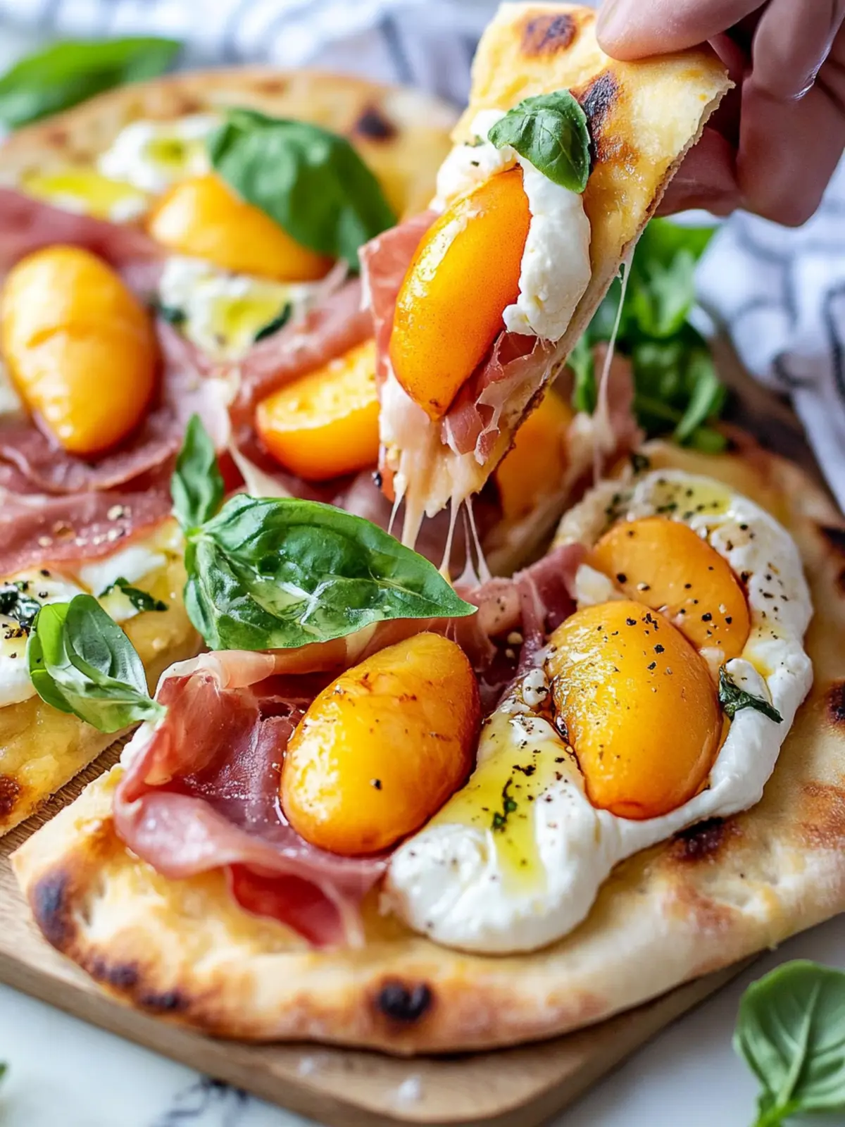 Peach, Prosciutto, and Burrata Flatbread for Summer Bliss 3 Peach, Prosciutto, and Burrata Flatbread
