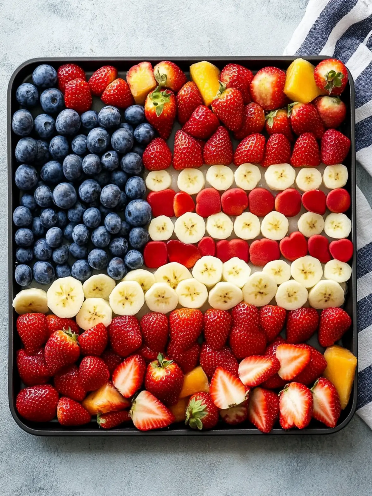 4th of July American Flag Fruit Platter with Cute Grab-and-Go Cups 4 4th of July American Flag Fruit Platter (Grab-and-Go Cups Option)