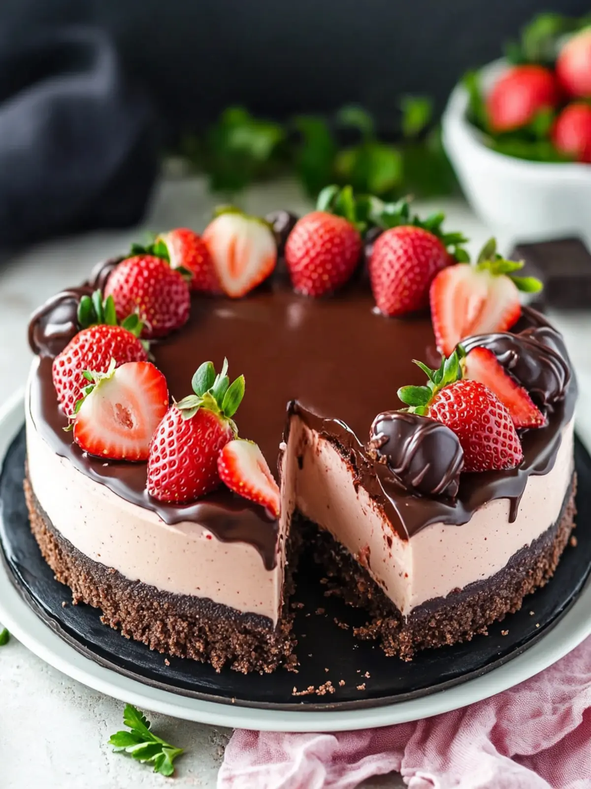 Irresistible Chocolate Covered Strawberry Cheesecake Recipe 5 Chocolate Covered Strawberry Cheesecake