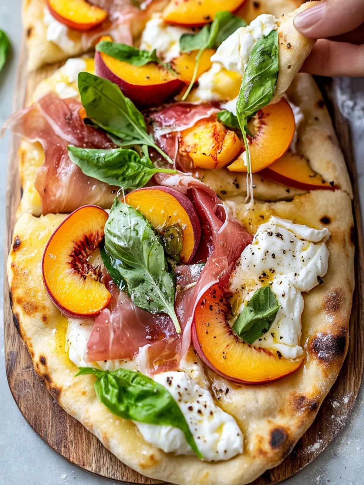 Peach, Prosciutto, and Burrata Flatbread for Summer Bliss 4 Peach, Prosciutto, and Burrata Flatbread
