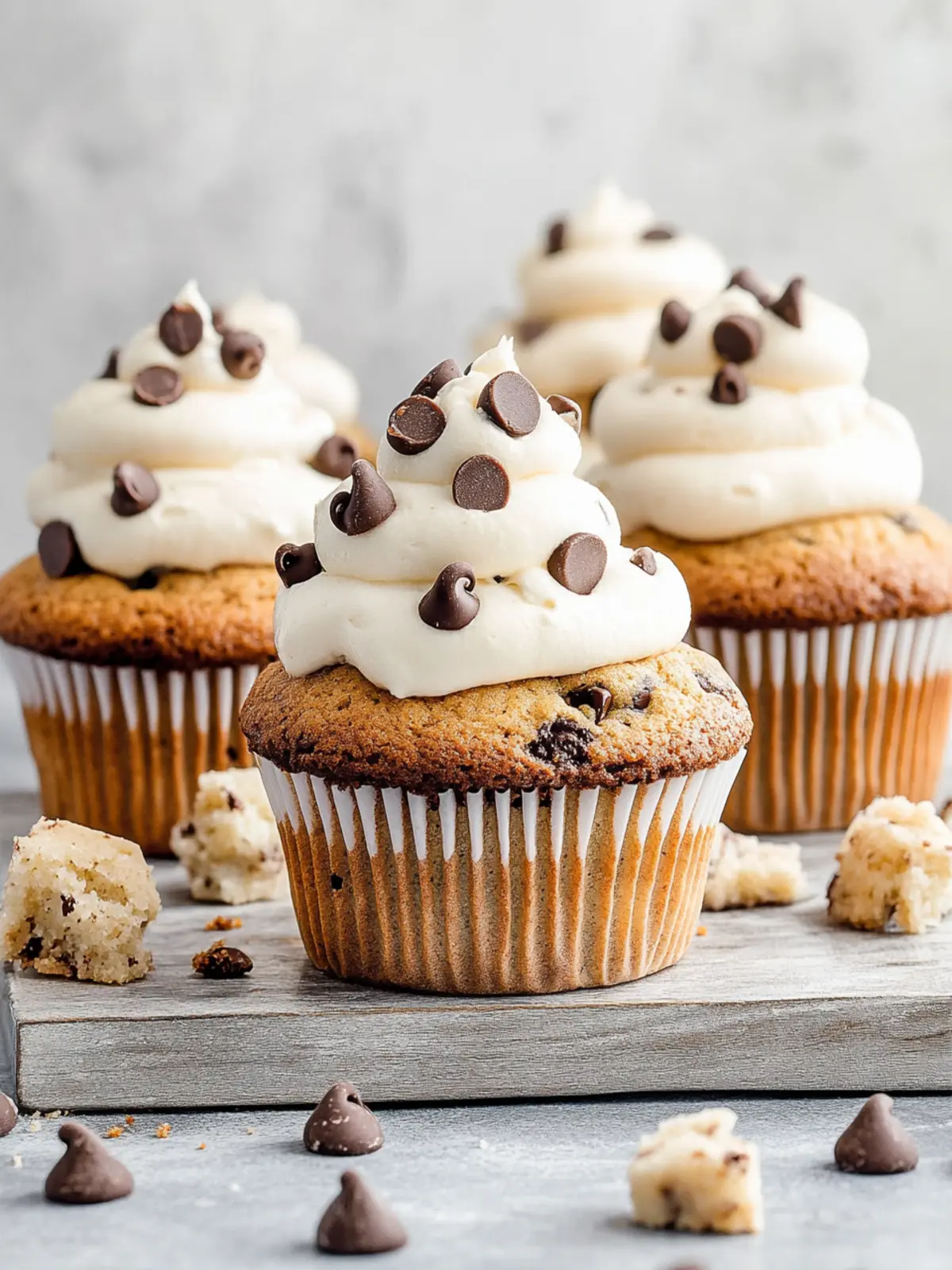 Irresistible Chocolate Chip Cookie Cupcakes with Cream Cheese Frosting 4 Chocolate Chip Cookie Cupcakes with Cream Cheese Frosting