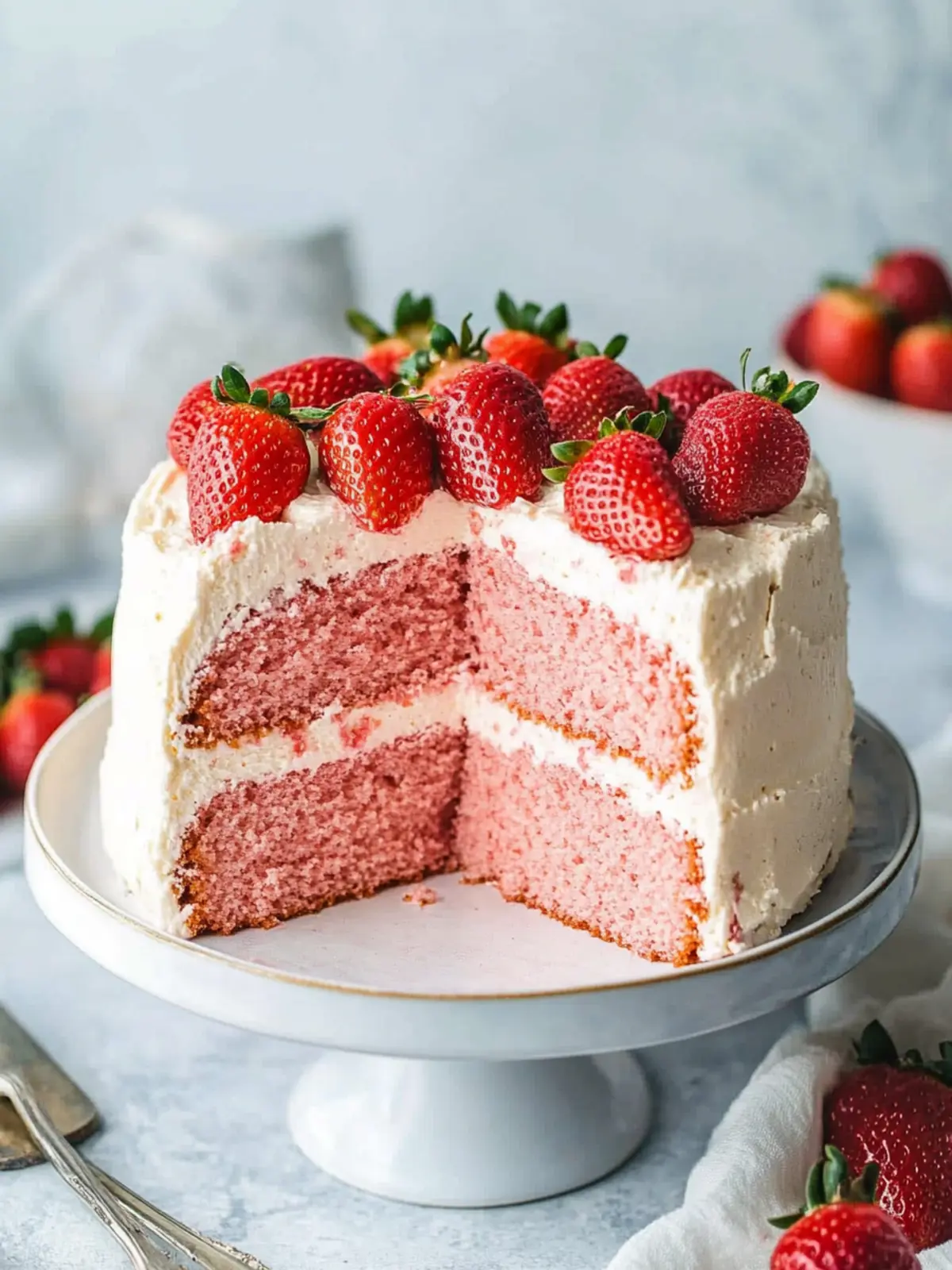 Decadent Strawberry Layer Cake with Dreamy Frosting 4 Strawberry Layer Cake