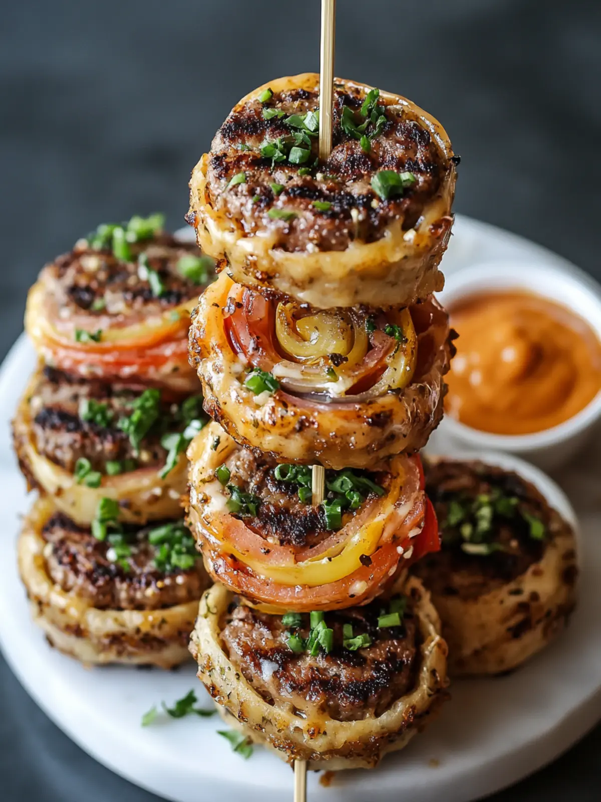 Easy Pinwheel Smash Burger Skewers for Game Day Fun 5 Easy Pinwheel Smash Burger Skewers