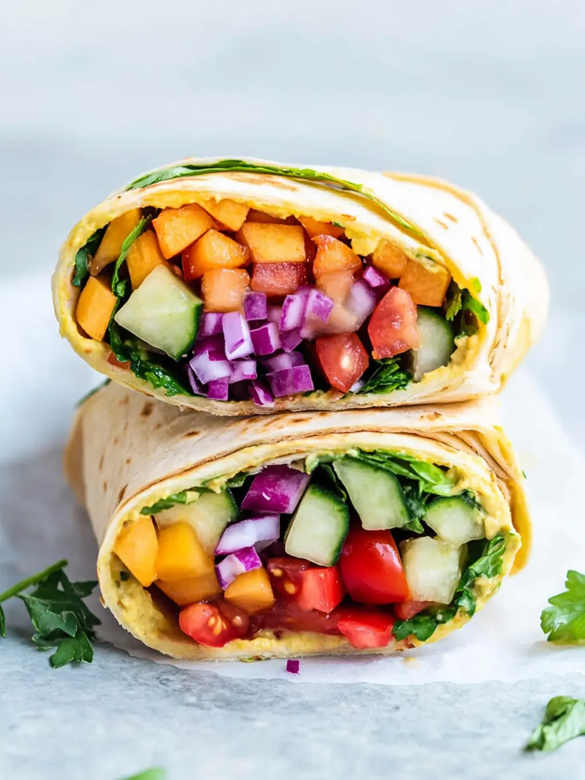 Rainbow Hummus Veggie Wraps That Brighten Your Lunch Game 2 Rainbow Hummus Veggie Wrap