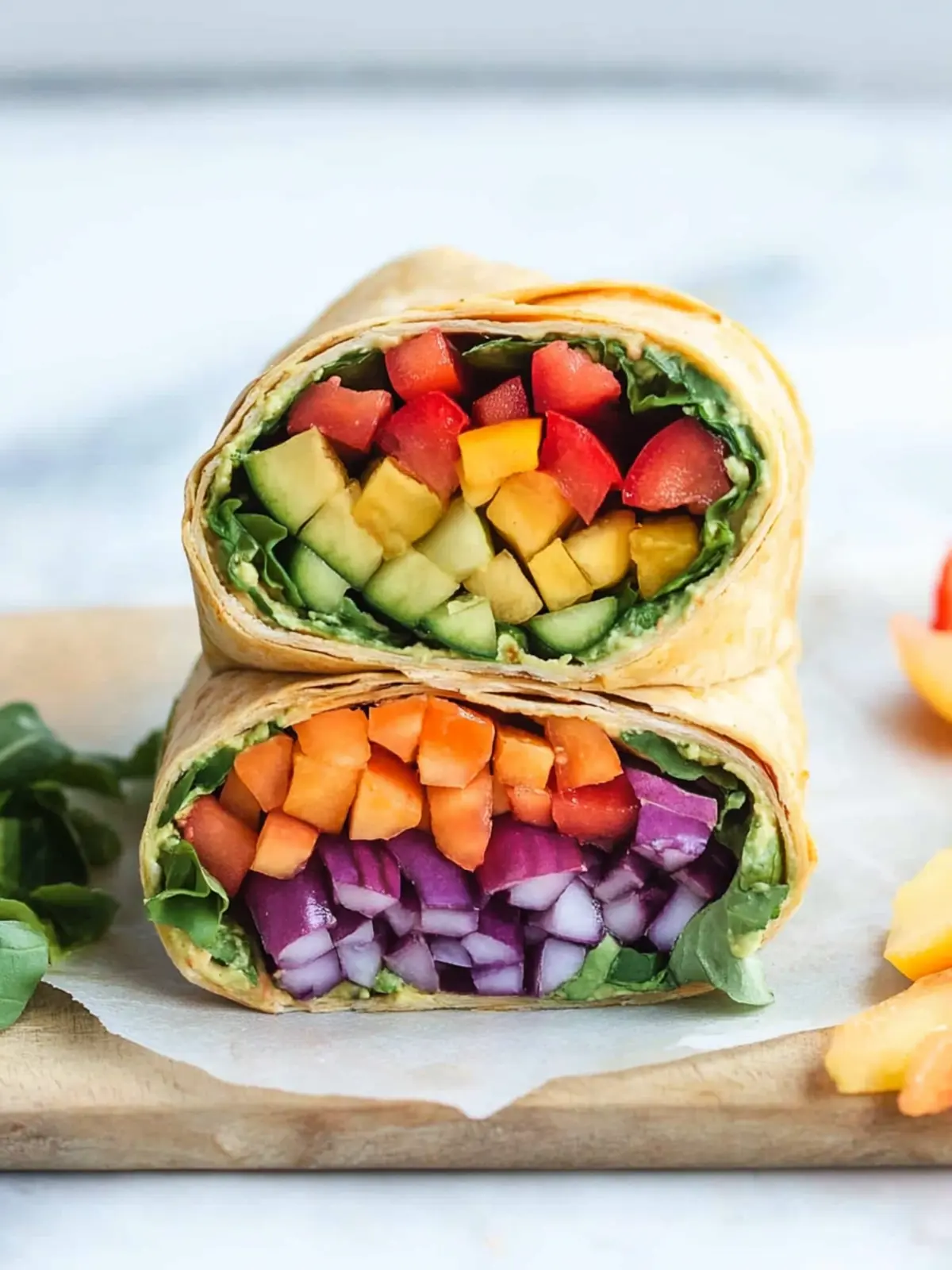 Rainbow Hummus Veggie Wraps That Brighten Your Lunch Game 4 Rainbow Hummus Veggie Wrap