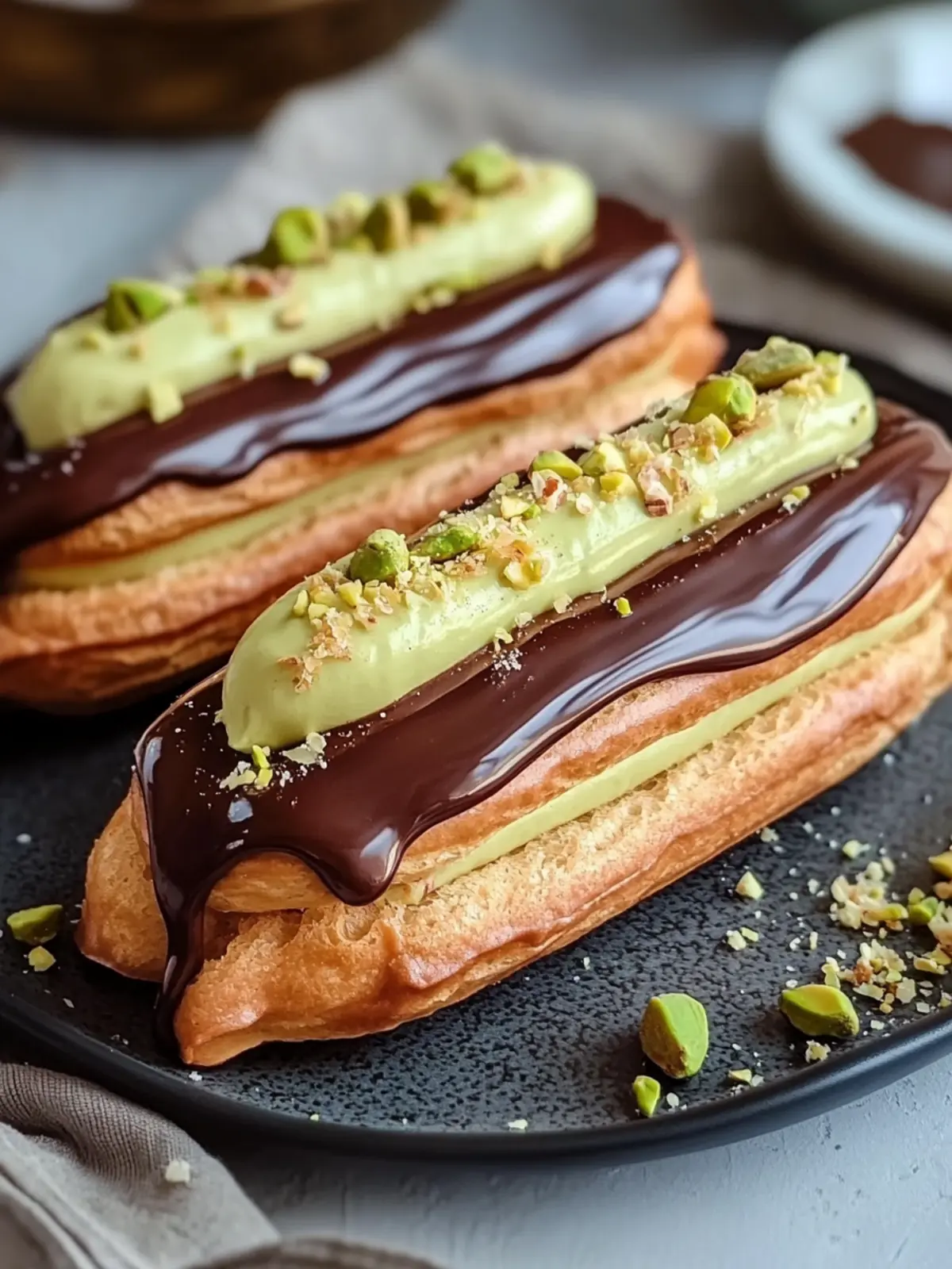 Pistachio Éclairs Recipe with Chocolate Glaze You’ll Love 4 Pistachio Éclairs Recipe with Chocolate Glaze