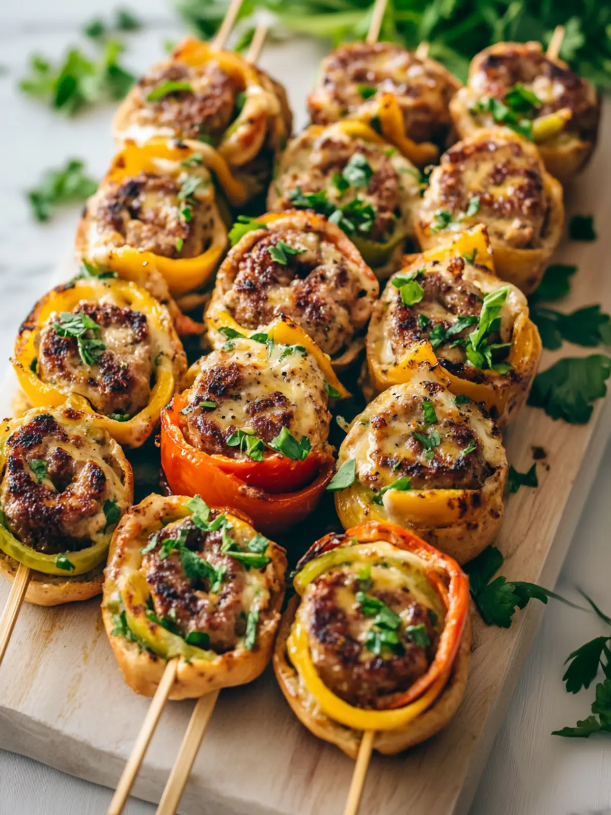 Easy Pinwheel Smash Burger Skewers for Game Day Fun 4 Easy Pinwheel Smash Burger Skewers