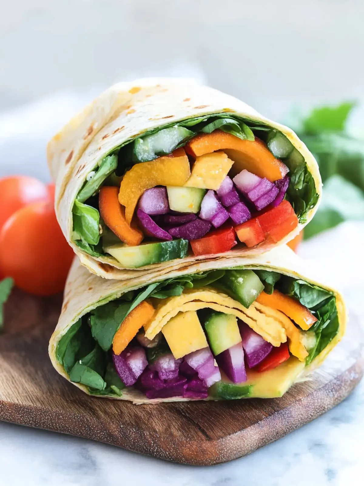 Rainbow Hummus Veggie Wraps That Brighten Your Lunch Game 3 Rainbow Hummus Veggie Wrap