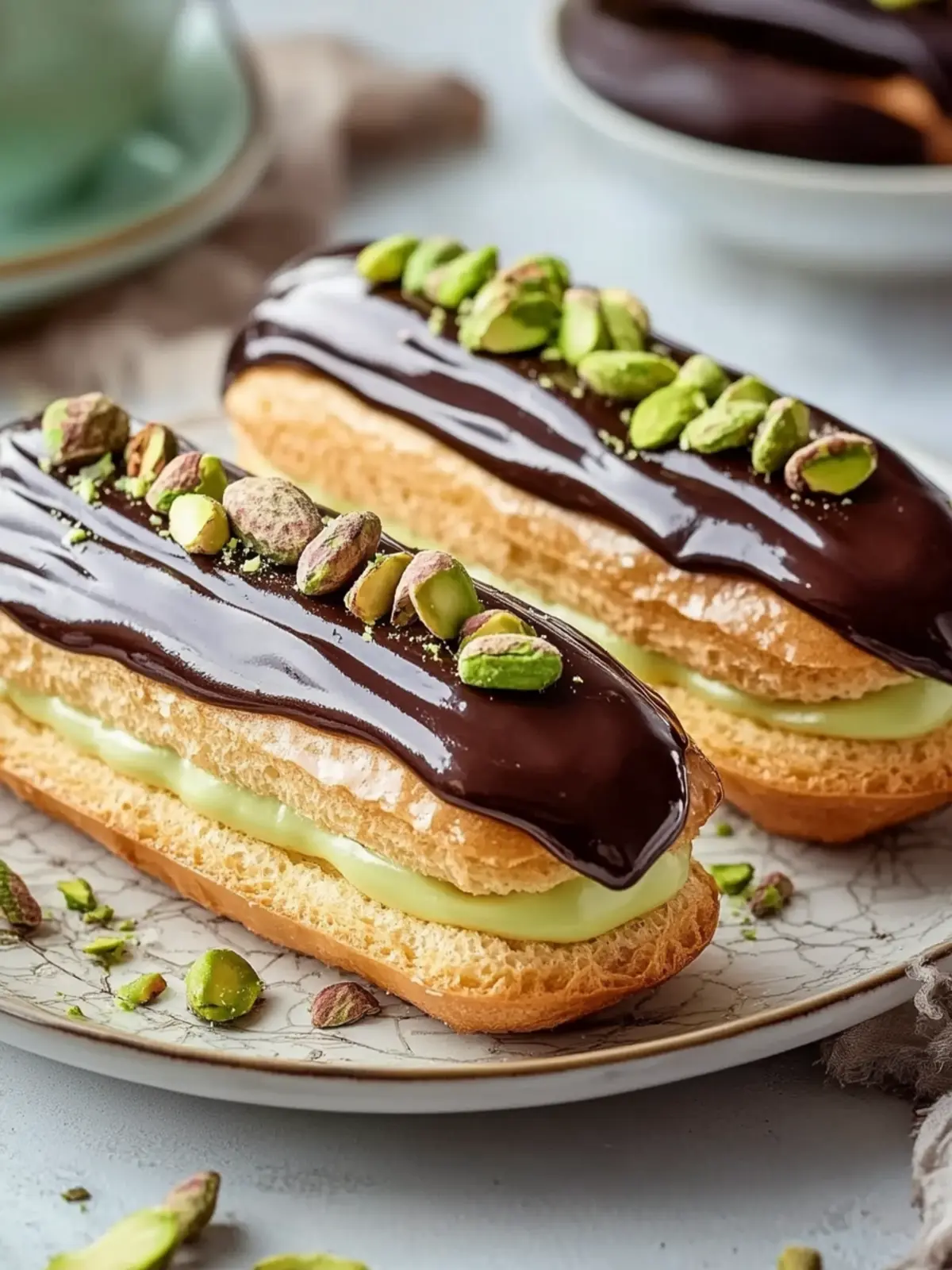 Pistachio Éclairs Recipe with Chocolate Glaze You’ll Love 3 Pistachio Éclairs Recipe with Chocolate Glaze