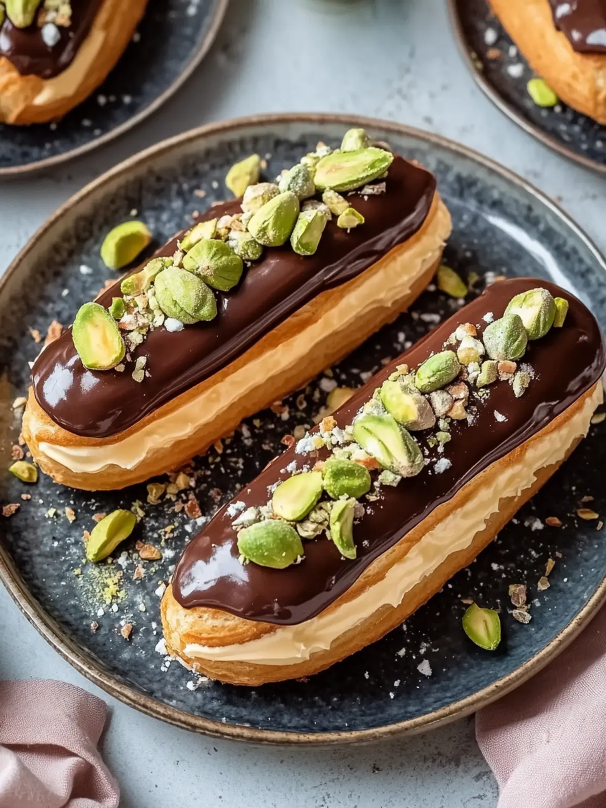 Pistachio Éclairs Recipe with Chocolate Glaze You’ll Love 2 Pistachio Éclairs Recipe with Chocolate Glaze