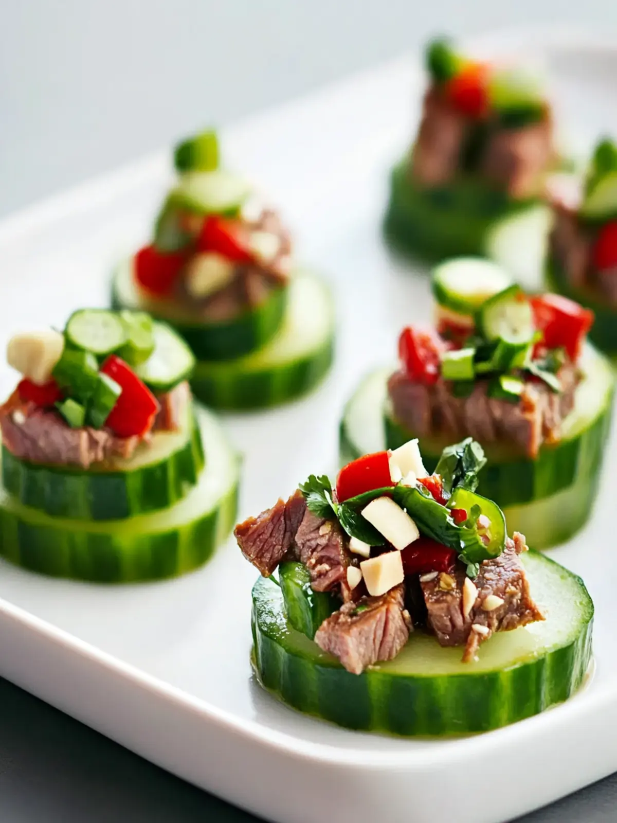 Thai Beef Salad Cucumber Bites: Fresh Appetizers You’ll Love 2 Thai beef salad cucumber bites appetizers