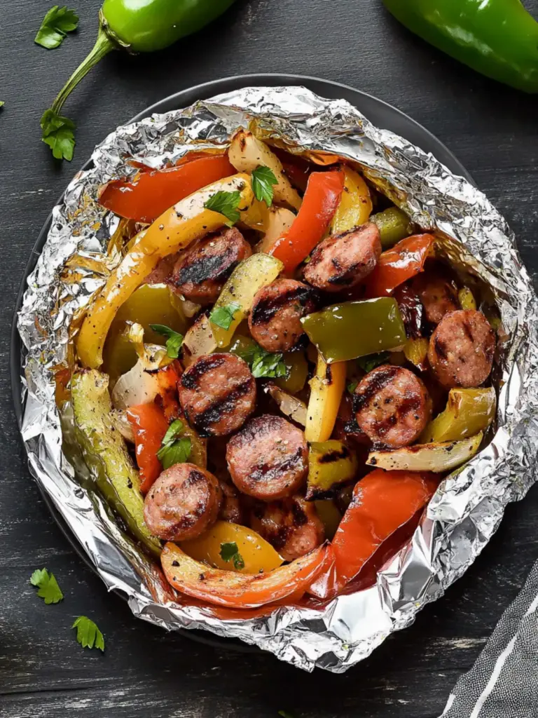 Grilled Sausage and Peppers Foil Packet